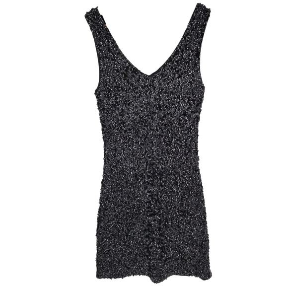 Black Sequin Mini‎ Dress Y2K Clubbing Cocktail Party LBD Revenge Dress Size S - Picture 1 of 8